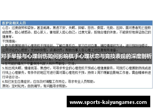 对手举报与心理创伤如何影响棋手心理状态与竞技表现的深度剖析