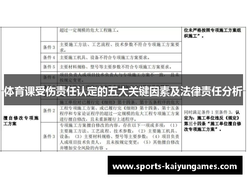 体育课受伤责任认定的五大关键因素及法律责任分析
